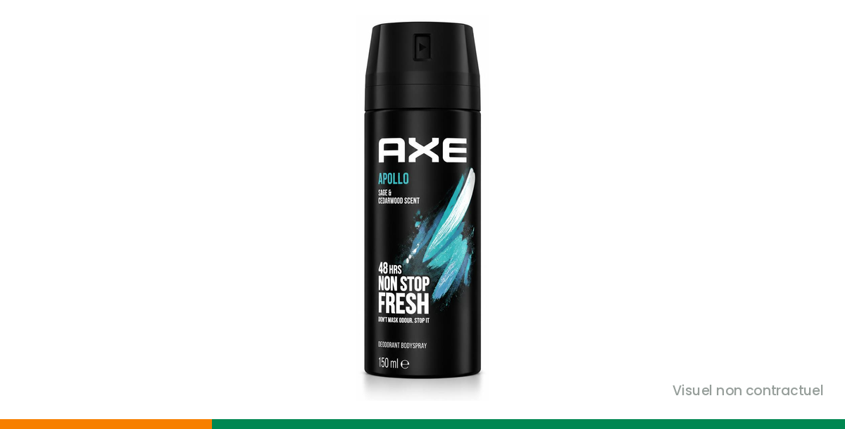 Déodorant AXE Apollo 150 ml, visuel non contractuel