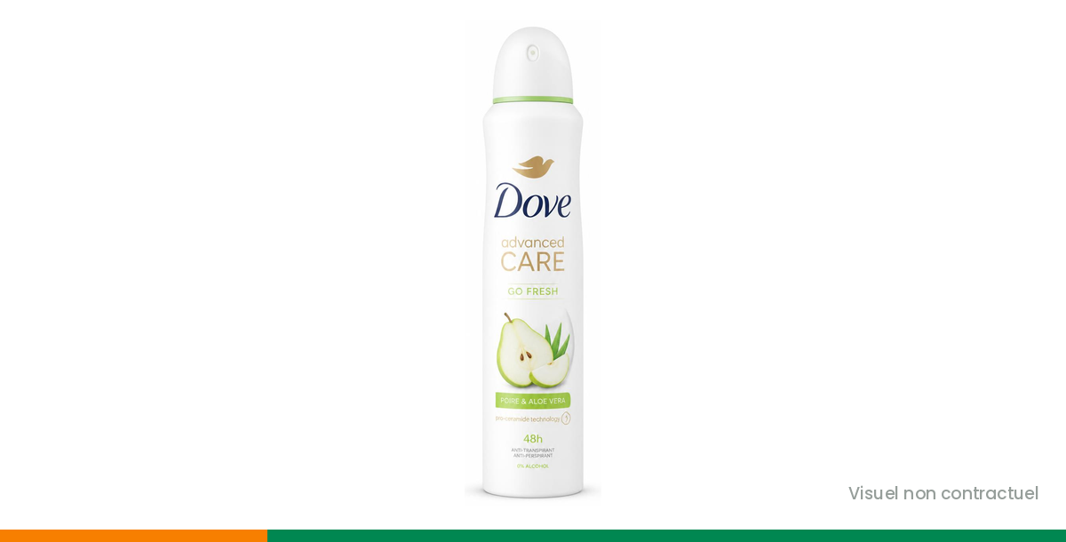 Déodorant Dove Advanced Care Go Fresh Poire et Aloe Vera, visuel non contractuel