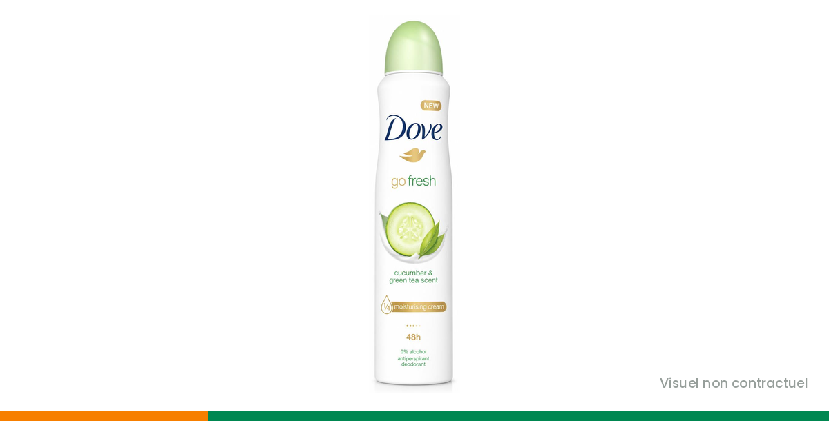 Déodorant Dove Go Fresh Concombre et Thé vert, visuel non contractuel