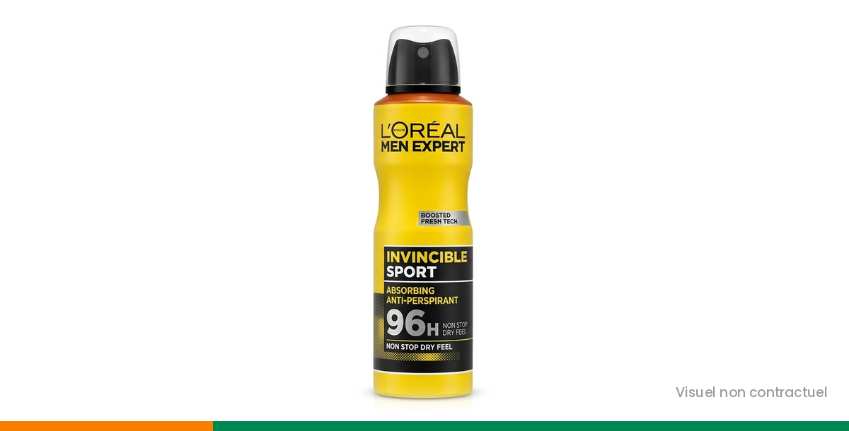 Déodorant L'Oréal Men Expert Invincible Sport, visuel non contractuel