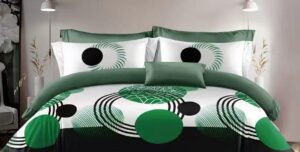 Parure de lit AB437 ARJUN, cercles verts, blancs et noirs